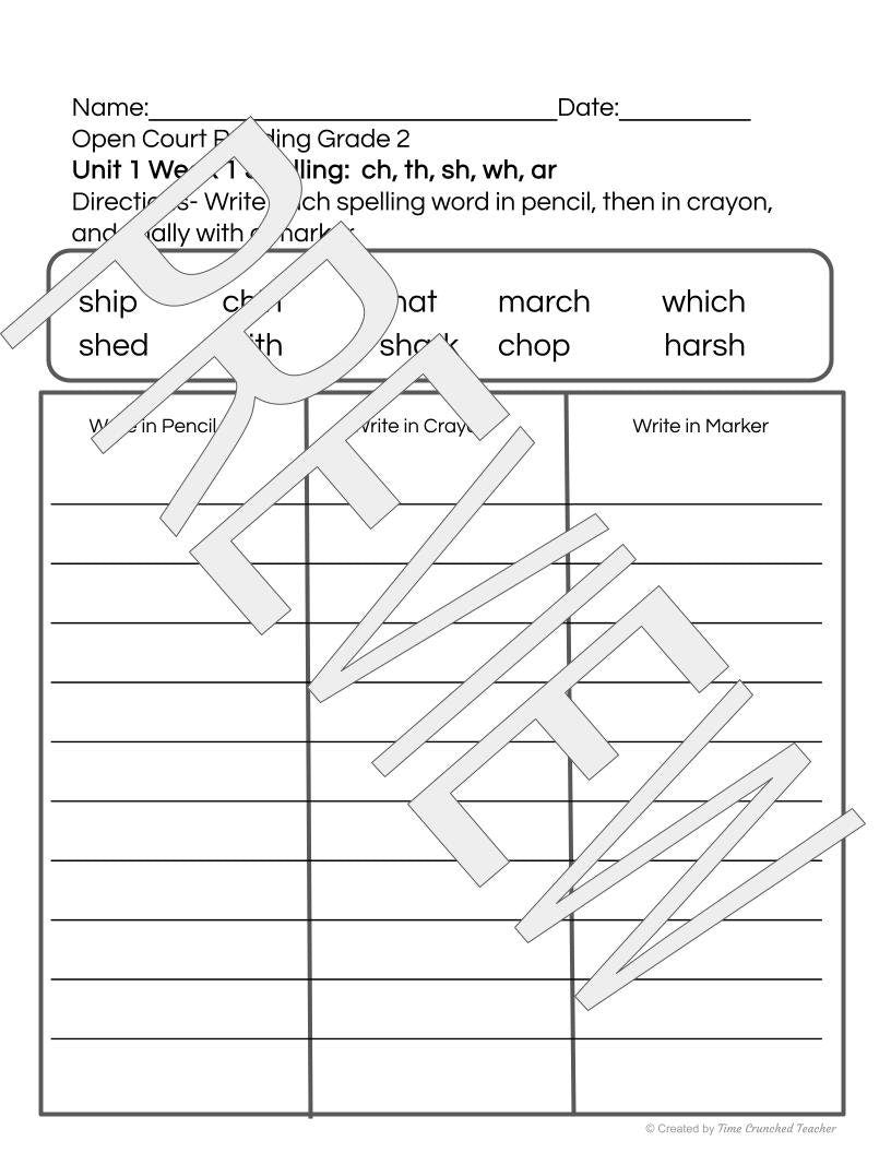 Open Court Reading | 2nd Grade Open Court Reading | Open Court Reading 2nd Grade Spelling | Open Court Reading Unit 1 Week 1 Spelling