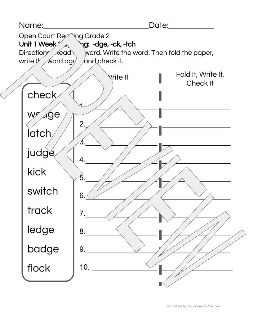 Open Court Reading | 2nd Grade Open Court Reading | Open Court Reading 2nd Grade Spelling | Open Court Reading Unit 1 Week 2 Spelling