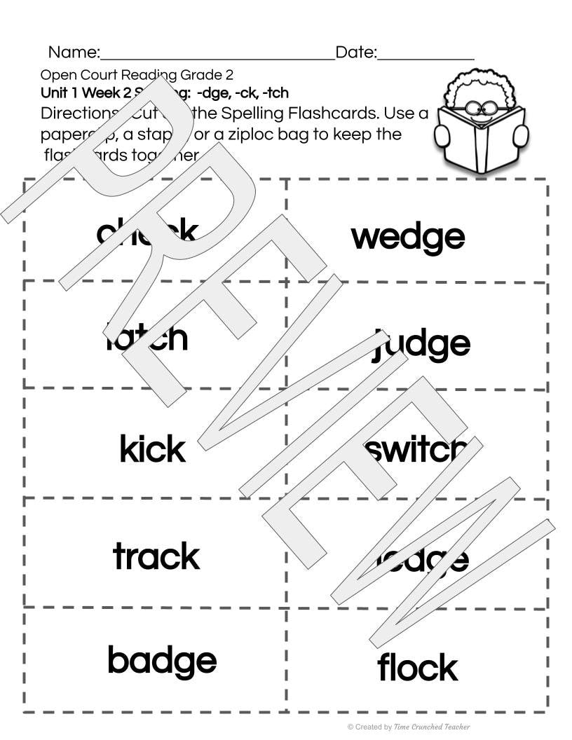 Open Court Reading | 2nd Grade Open Court Reading | Open Court Reading 2nd Grade Spelling | Open Court Reading Unit 1 Week 2 Spelling