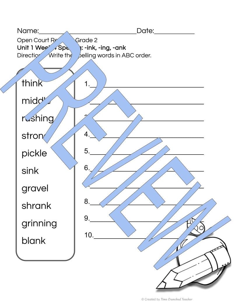 Open Court Reading | 2nd Grade Open Court Reading | Open Court Reading 2nd Grade Spelling | Open Court Reading Unit 1 Week 3 Spelling