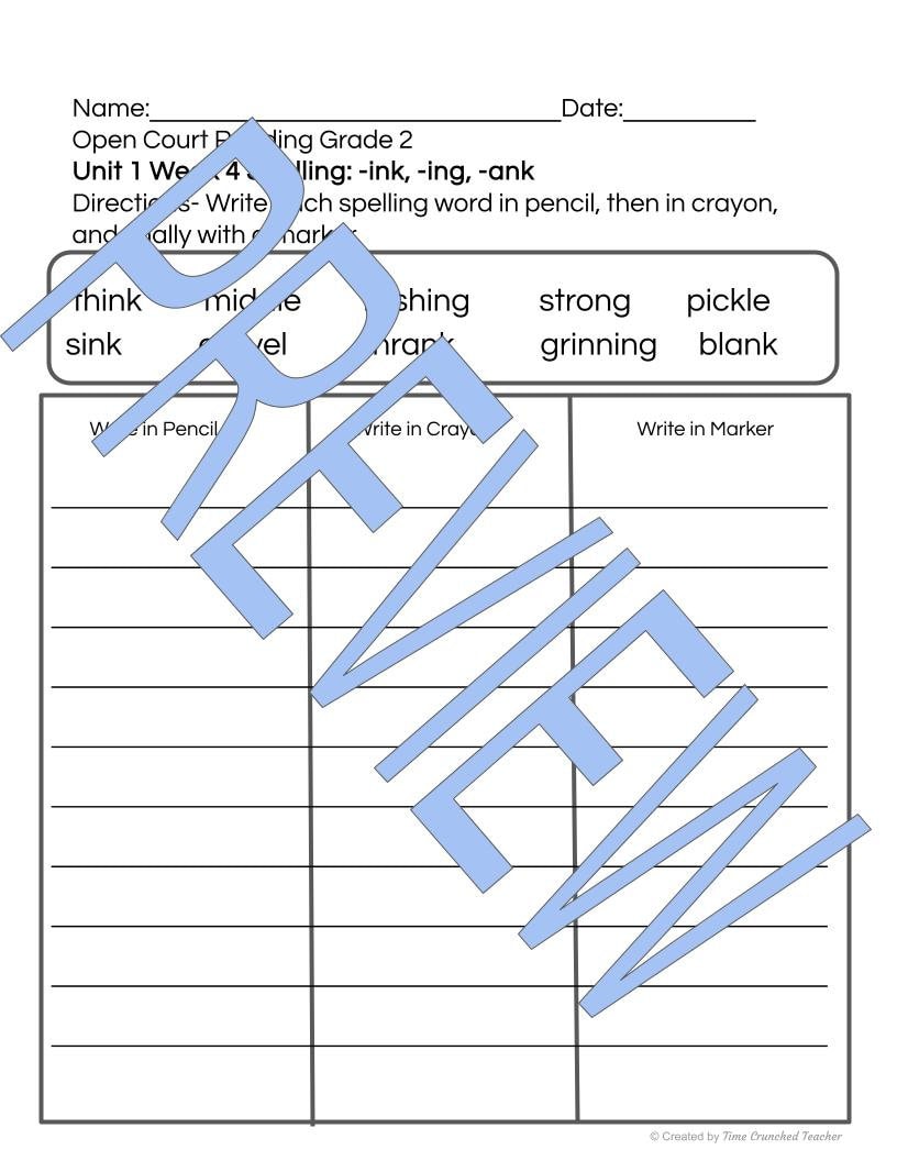 Open Court Reading | 2nd Grade Open Court Reading | Open Court Reading 2nd Grade Spelling | Open Court Reading Unit 1 Week 3 Spelling