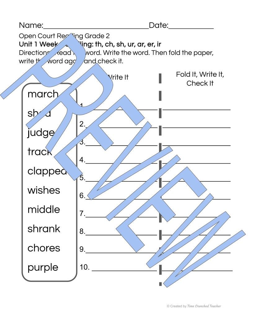 Open Court Reading | 2nd Grade Open Court Reading | Open Court Reading 2nd Grade Spelling | Open Court Reading Unit 1 Week 6 Spelling