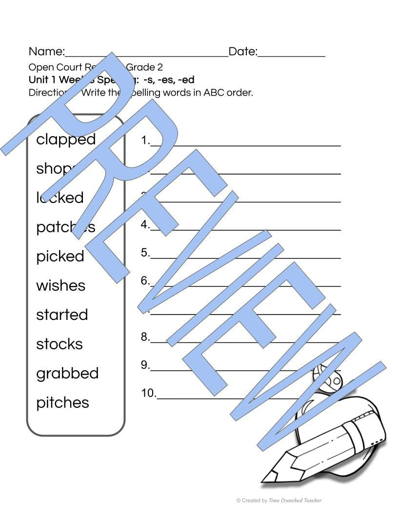 Open Court Reading | 2nd Grade Open Court Reading | Open Court Reading 2nd Grade Spelling | Open Court Reading Unit 1 Week 6 Spelling