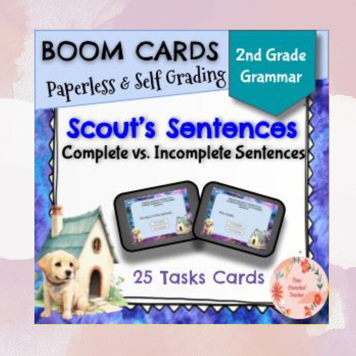 2nd Grade Grammar | Sentences | Boom Cards | Self Grading Task Cards | Digital Download | Paperless Task Cards | Self Grading