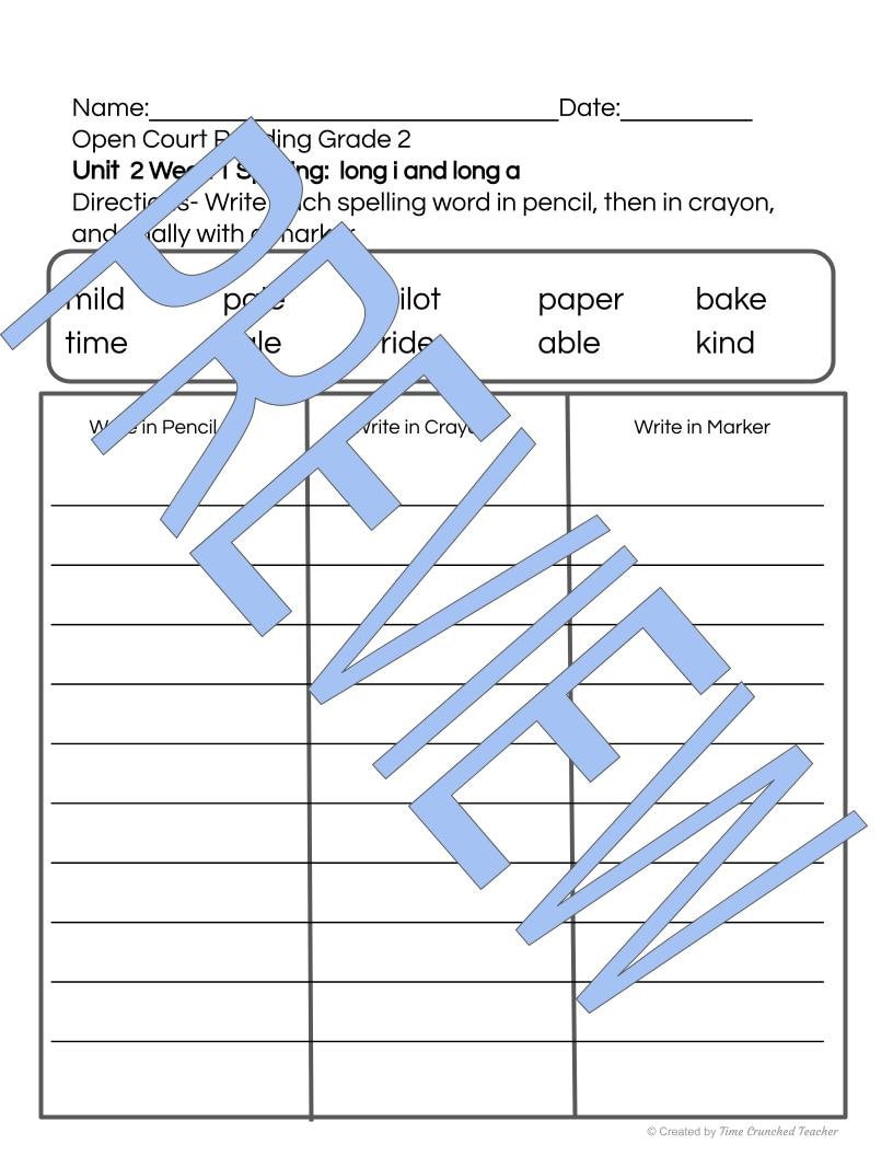 Open Court Reading | 2nd Grade Open Court Reading | Open Court Reading 2nd Grade Spelling | Open Court Reading Unit 2 Week 1 Spelling