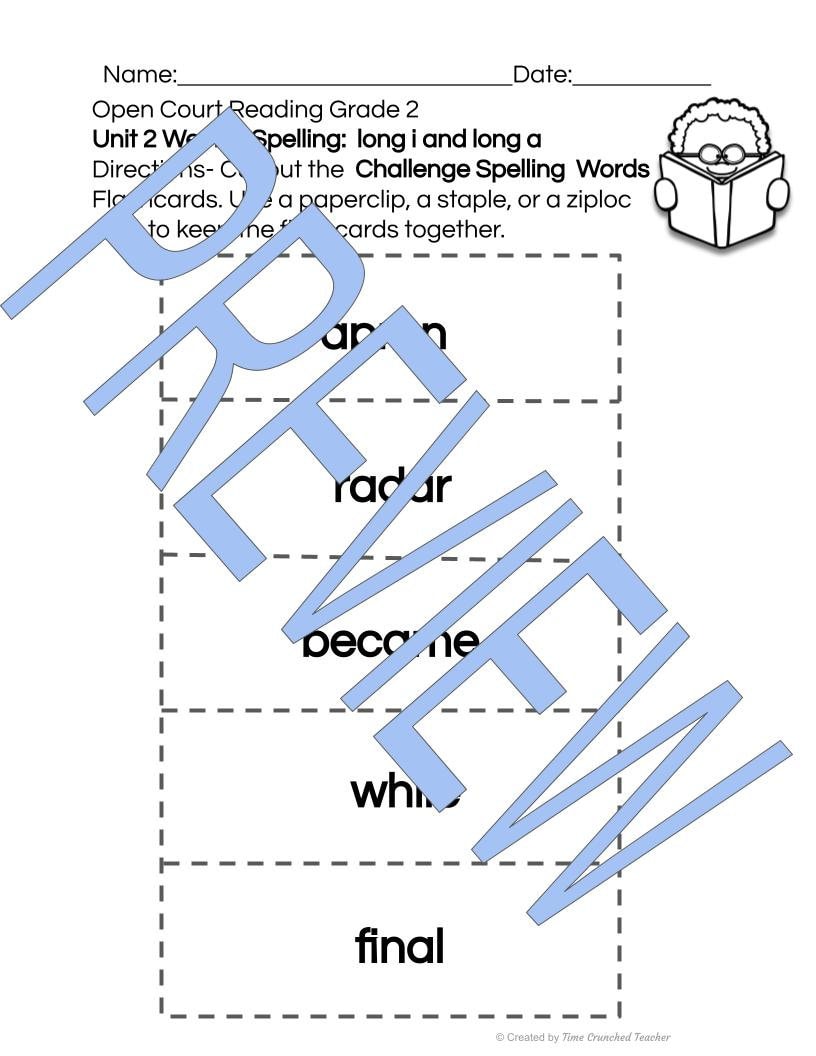 Open Court Reading | 2nd Grade Open Court Reading | Open Court Reading 2nd Grade Spelling | Open Court Reading Unit 2 Week 1 Spelling