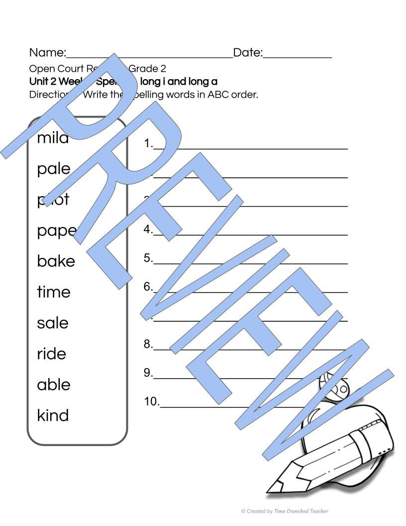 Open Court Reading | 2nd Grade Open Court Reading | Open Court Reading 2nd Grade Spelling | Open Court Reading Unit 2 Week 1 Spelling