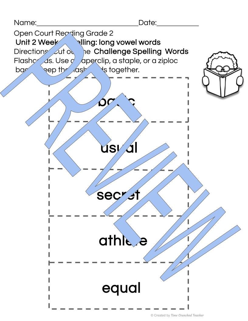 Open Court Reading | 2nd Grade Open Court Reading | Open Court Reading 2nd Grade Spelling | Open Court Reading Unit 2 Week 4 Spelling