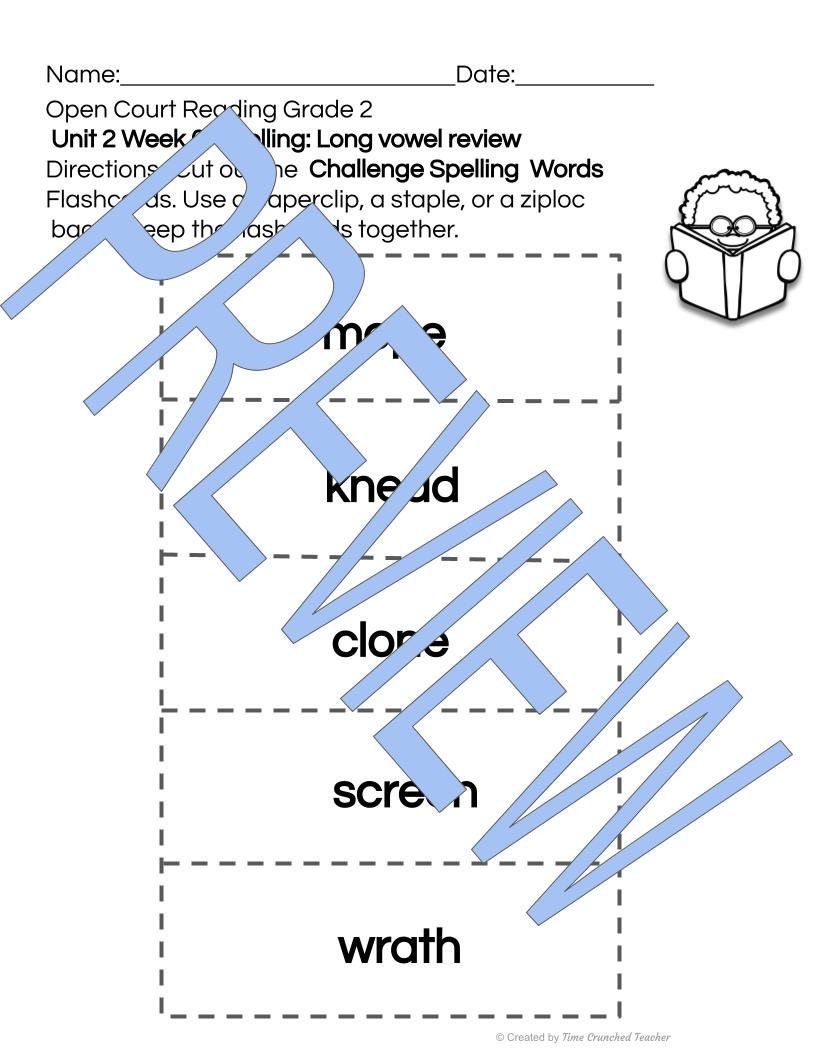 Open Court Reading | 2nd Grade Open Court Reading | Open Court Reading 2nd Grade Spelling | Open Court Reading Unit 2 Week 6 Spelling