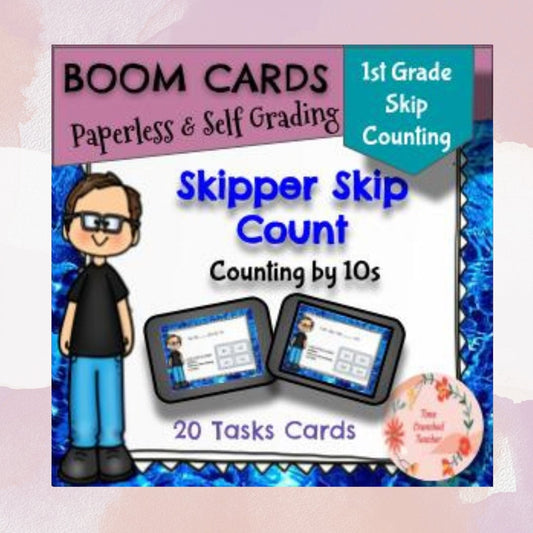 1st Grade Math | Skip Counting Lesson | Digital Boom Cards |Boom Cards | Self Grading Task Cards | Paperless Task Cards