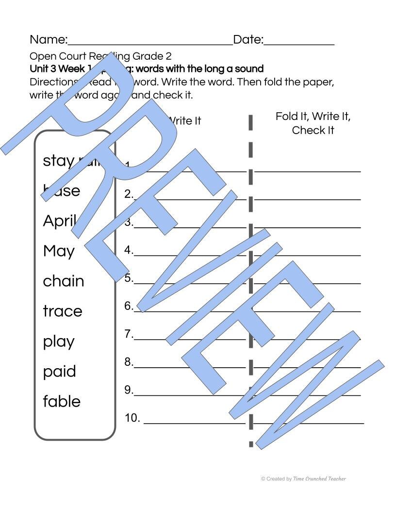 Open Court Reading | 2nd Grade Open Court Reading | Open Court Reading 2nd Grade Spelling | Open Court Reading Unit 3 Week 1 Spelling