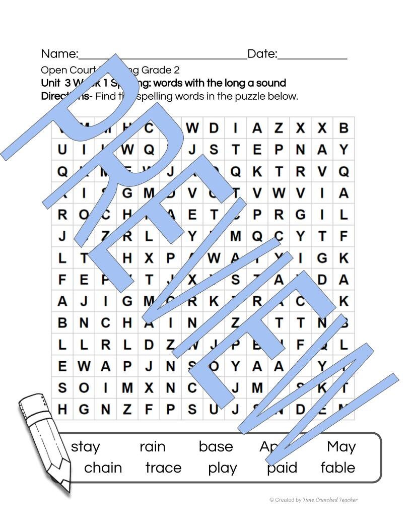 Open Court Reading | 2nd Grade Open Court Reading | Open Court Reading 2nd Grade Spelling | Open Court Reading Unit 3 Week 1 Spelling