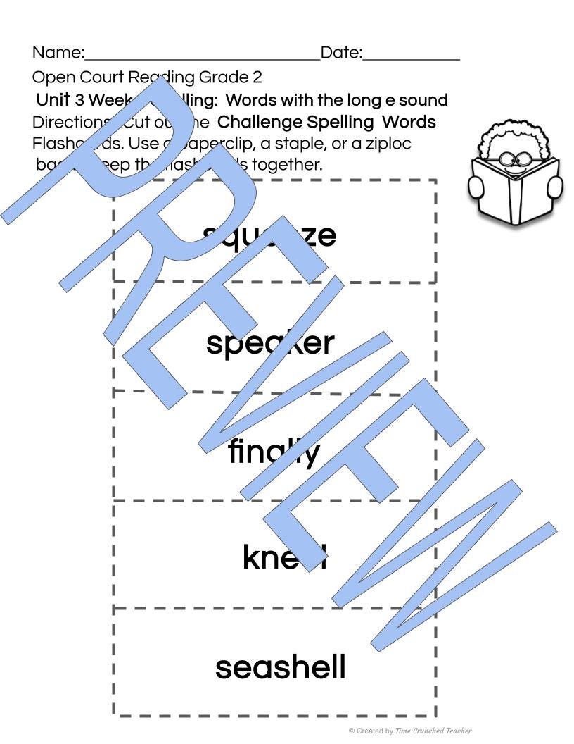 Open Court Reading | 2nd Grade Open Court Reading | Open Court Reading 2nd Grade Spelling | Open Court Reading Unit 3 Week 2 Spelling