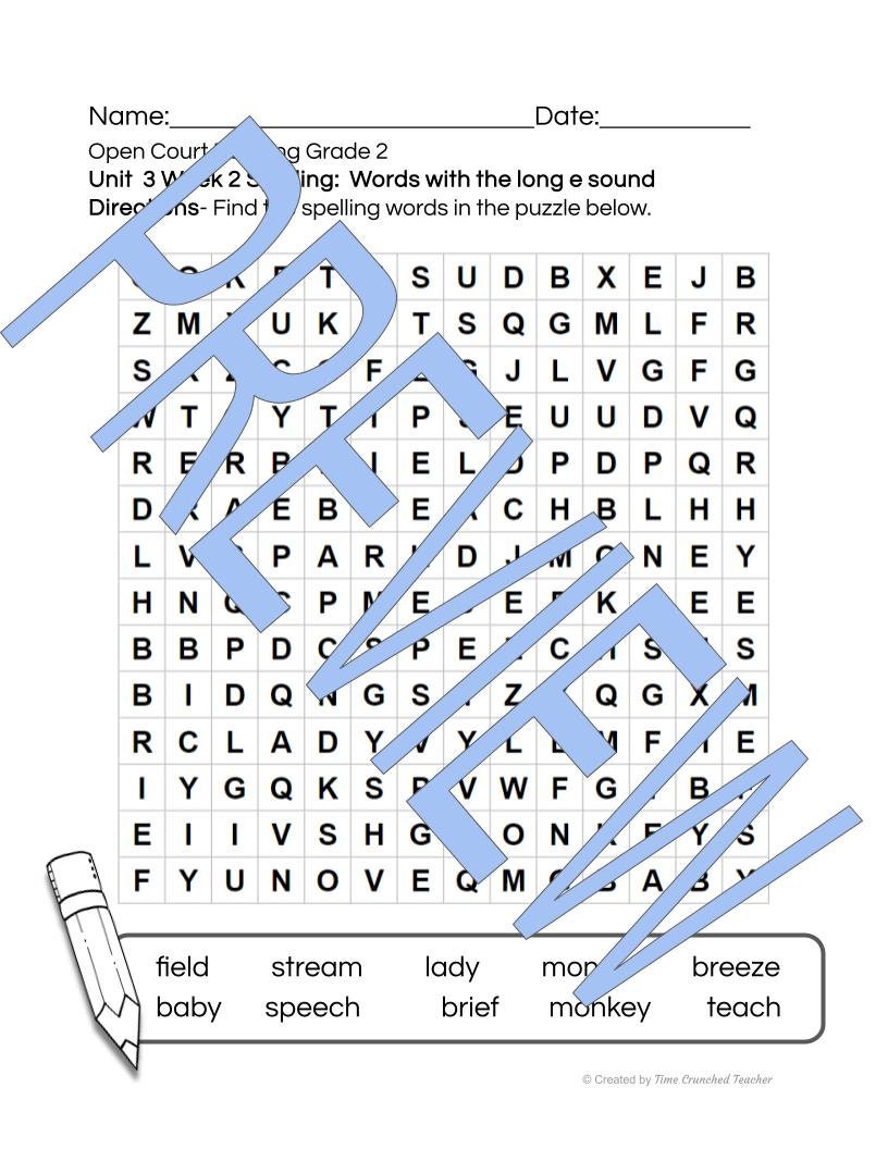 Open Court Reading | 2nd Grade Open Court Reading | Open Court Reading 2nd Grade Spelling | Open Court Reading Unit 3 Week 2 Spelling