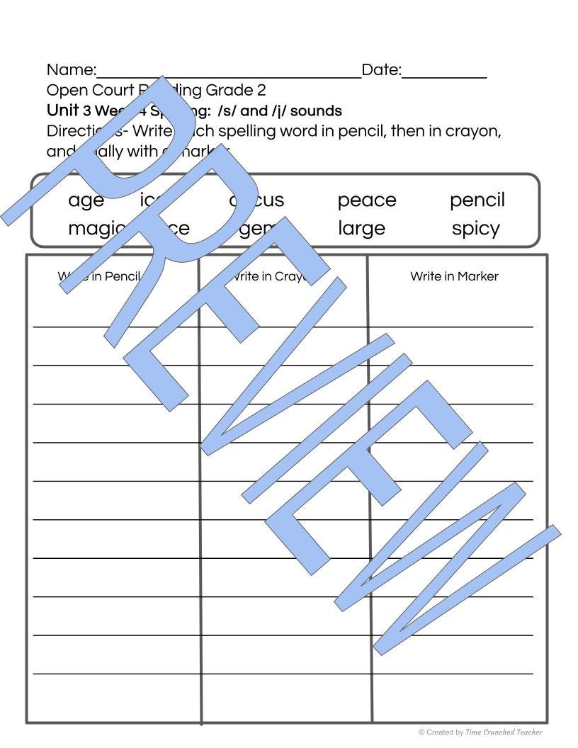 Open Court Reading | 2nd Grade Open Court Reading | Open Court Reading 2nd Grade Spelling | Open Court Reading Unit 3 Week 4 Spelling