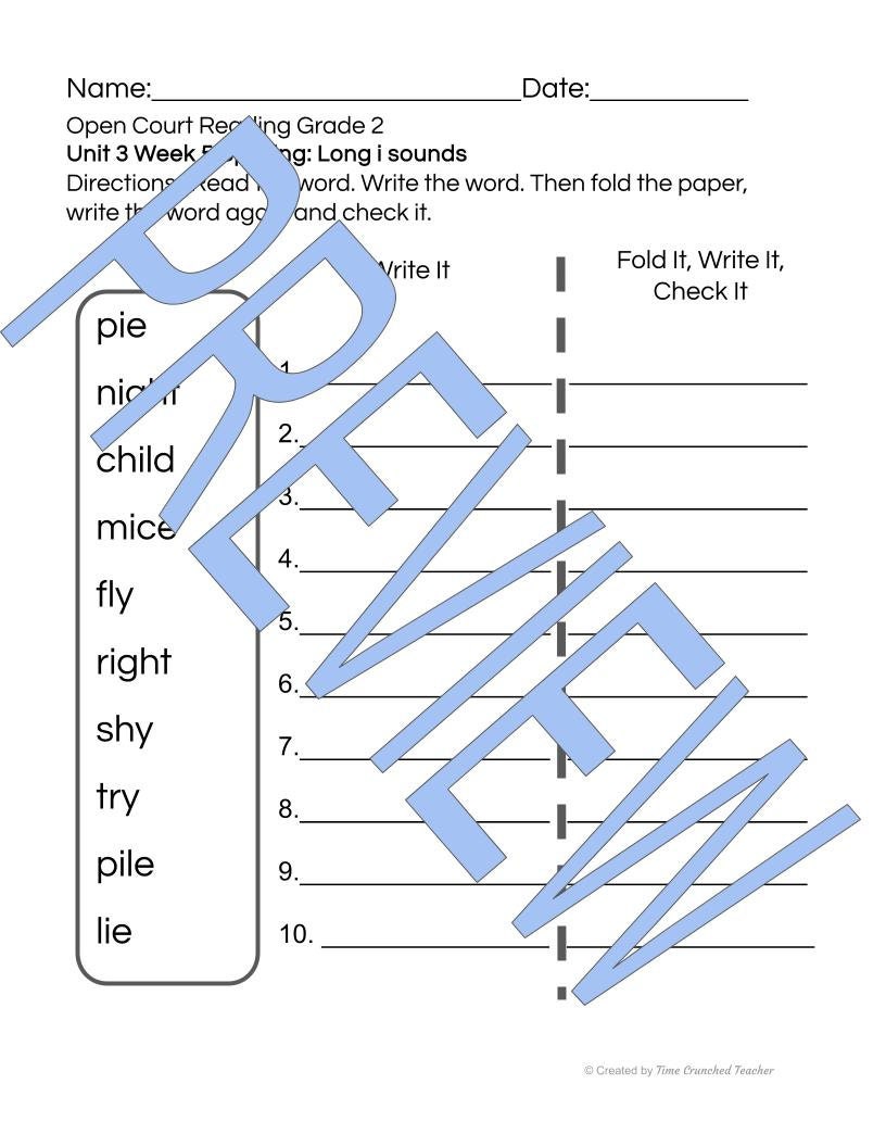 Open Court Reading | 2nd Grade Open Court Reading | Open Court Reading 2nd Grade Spelling | Open Court Reading Unit 3 Week 5 Spelling