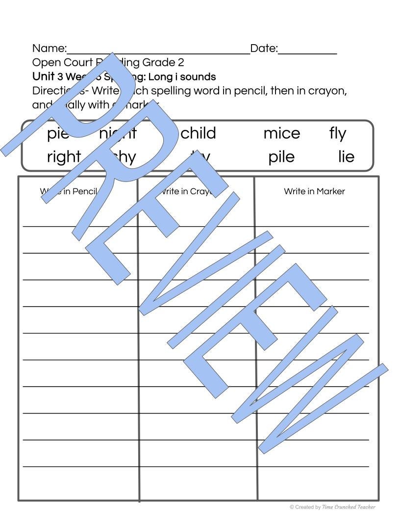 Open Court Reading | 2nd Grade Open Court Reading | Open Court Reading 2nd Grade Spelling | Open Court Reading Unit 3 Week 5 Spelling