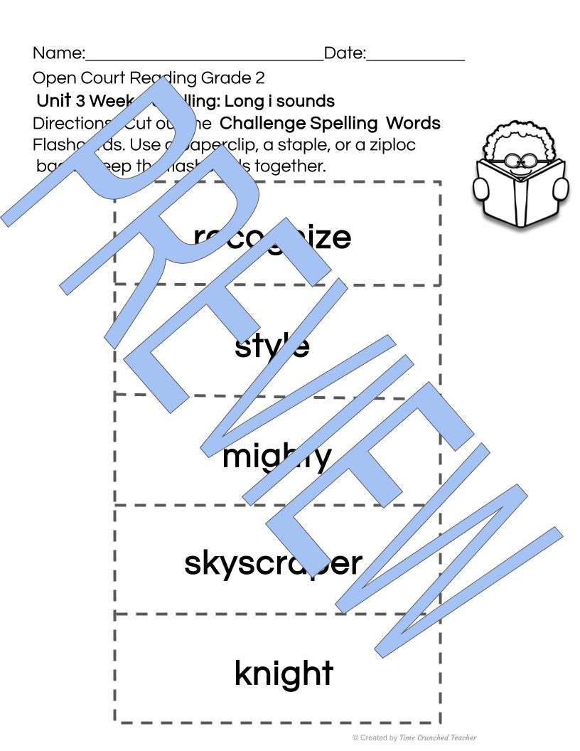 Open Court Reading | 2nd Grade Open Court Reading | Open Court Reading 2nd Grade Spelling | Open Court Reading Unit 3 Week 5 Spelling