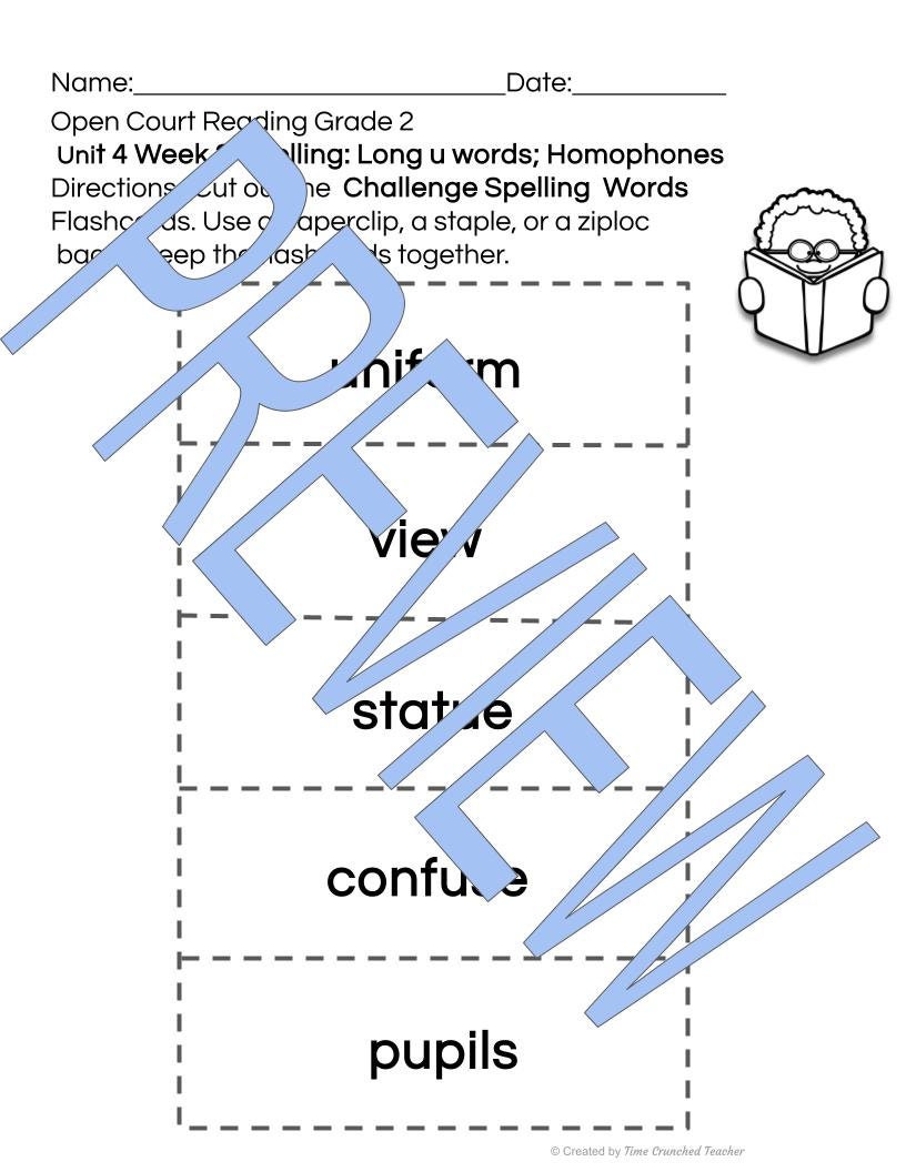 Open Court Reading | 2nd Grade Open Court Reading | Open Court Reading 2nd Grade Spelling | Open Court Reading Unit 4 Week 2 Spelling