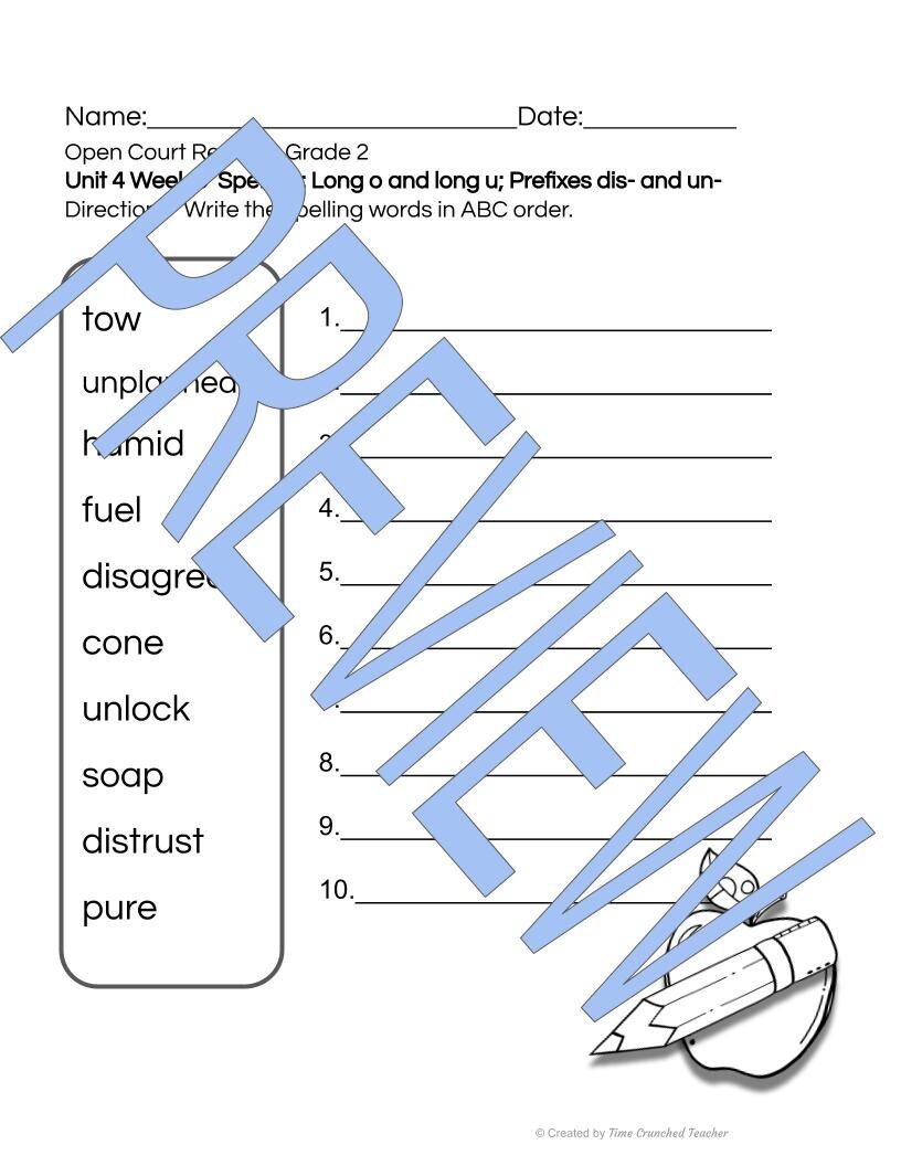 Open Court Reading | 2nd Grade Open Court Reading | Open Court Reading 2nd Grade Spelling | Open Court Reading Unit 4 Week 3 Spelling