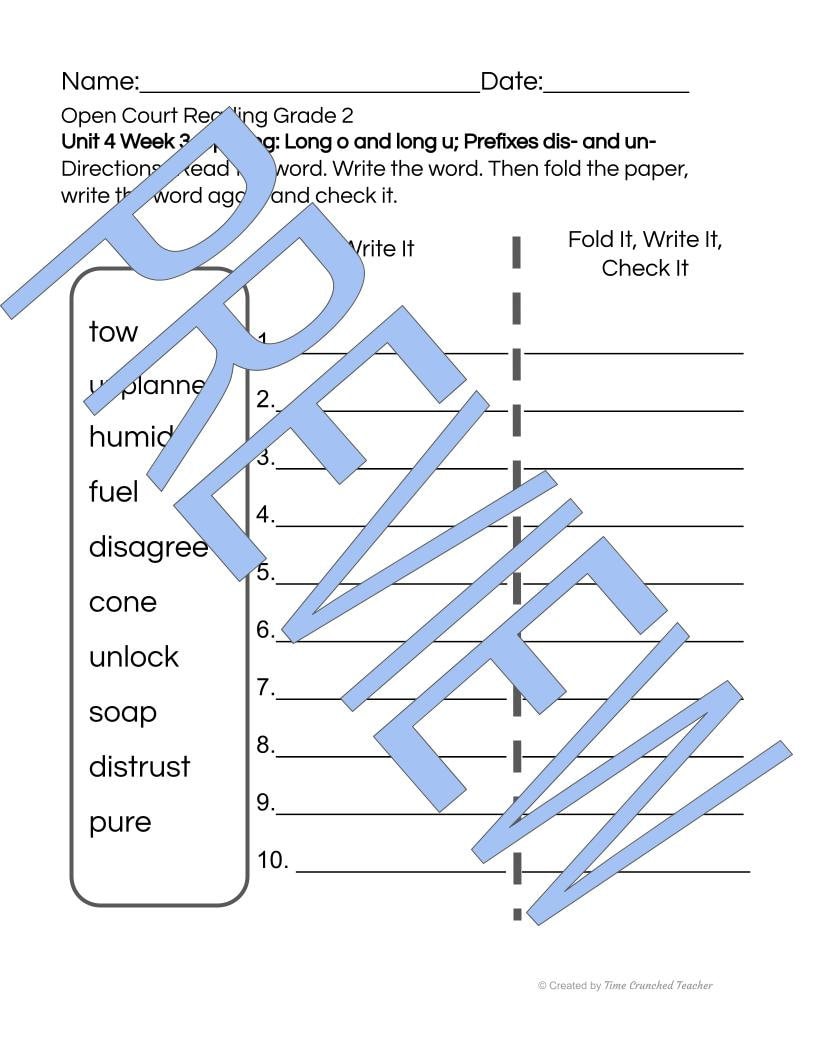 Open Court Reading | 2nd Grade Open Court Reading | Open Court Reading 2nd Grade Spelling | Open Court Reading Unit 4 Week 3 Spelling