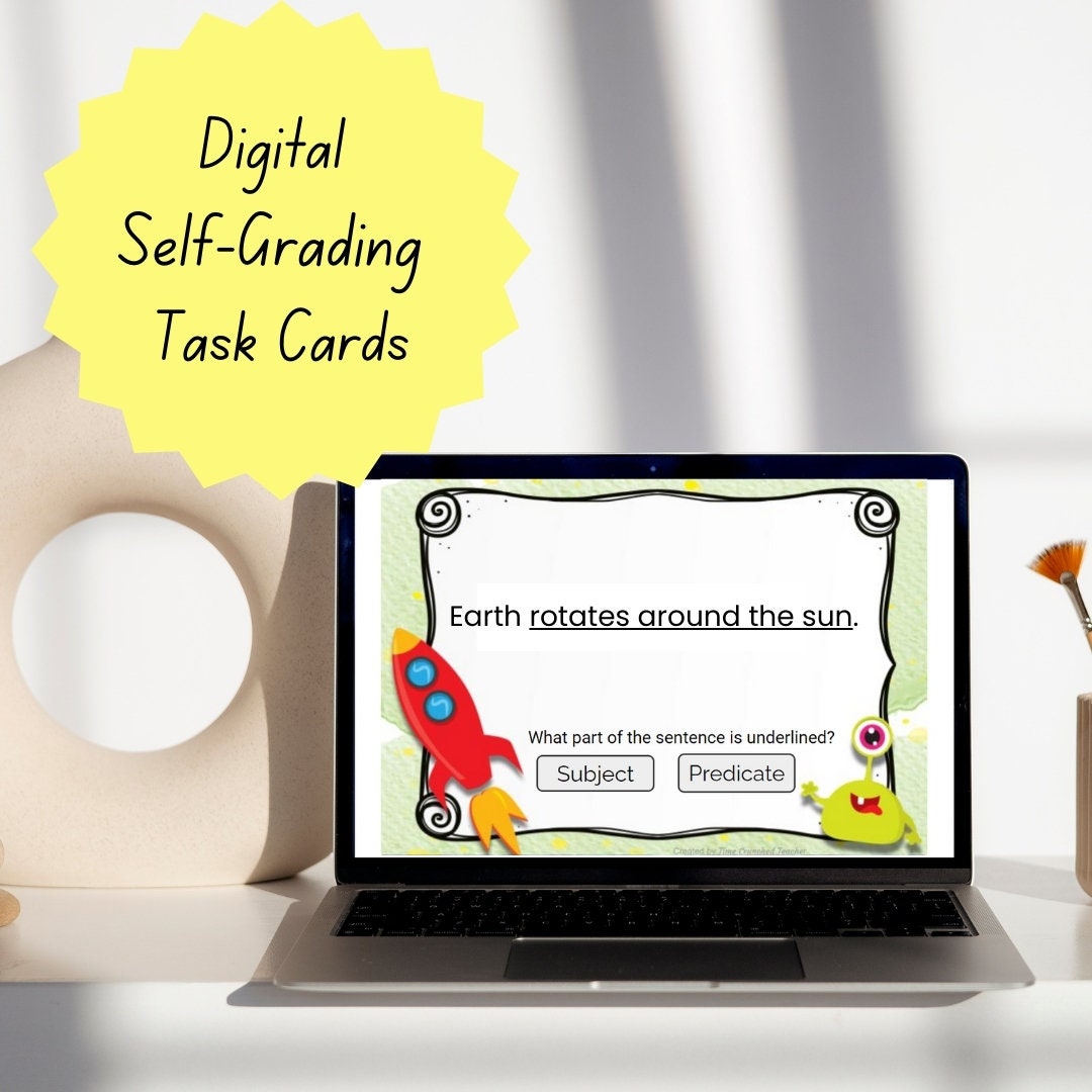 2nd Grade My View Literacy Unit 1 Week 2 Grammar | Self Grading Task Cards | Digital Task Cards | Paperless | Boom Learning Task Cards