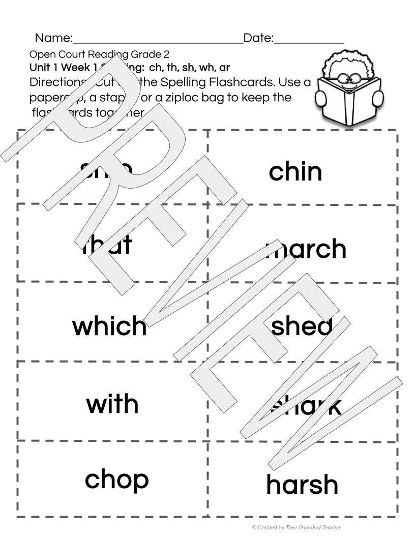 Open Court Reading | 2nd Grade Open Court Reading | Open Court Reading 2nd Grade Spelling | Open Court Reading Unit 1 Week 1 Spelling