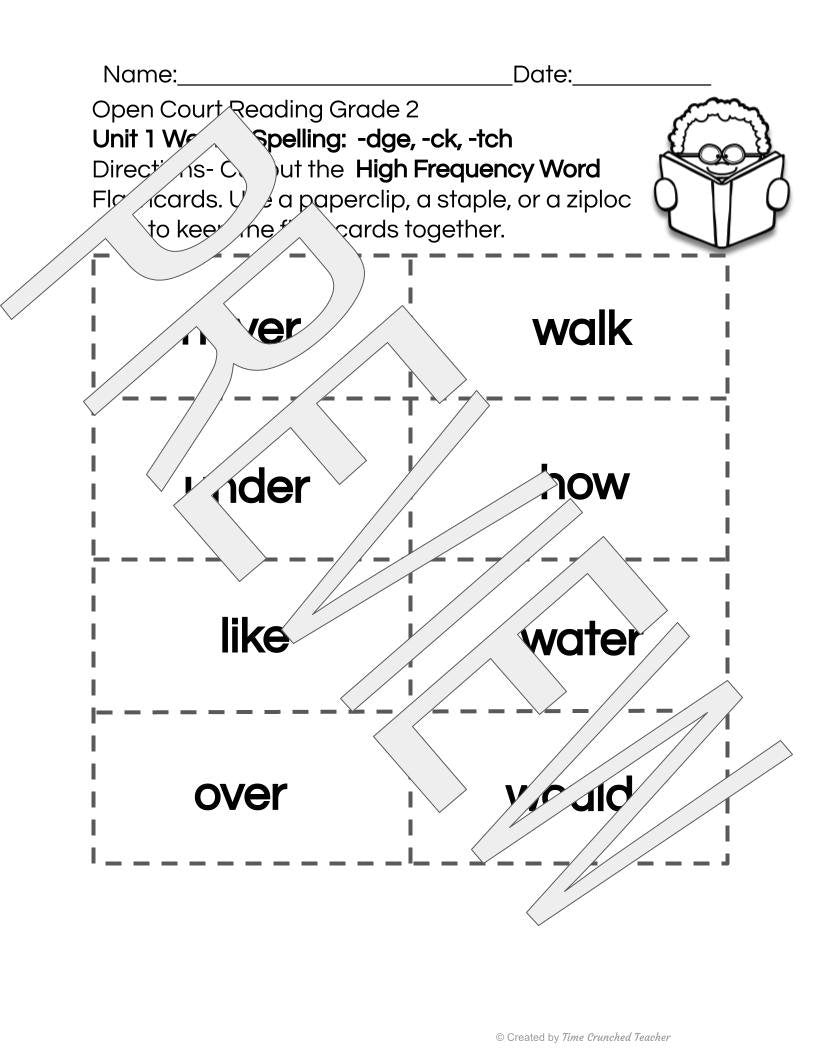 Open Court Reading | 2nd Grade Open Court Reading | Open Court Reading 2nd Grade Spelling | Open Court Reading Unit 1 Week 2 Spelling