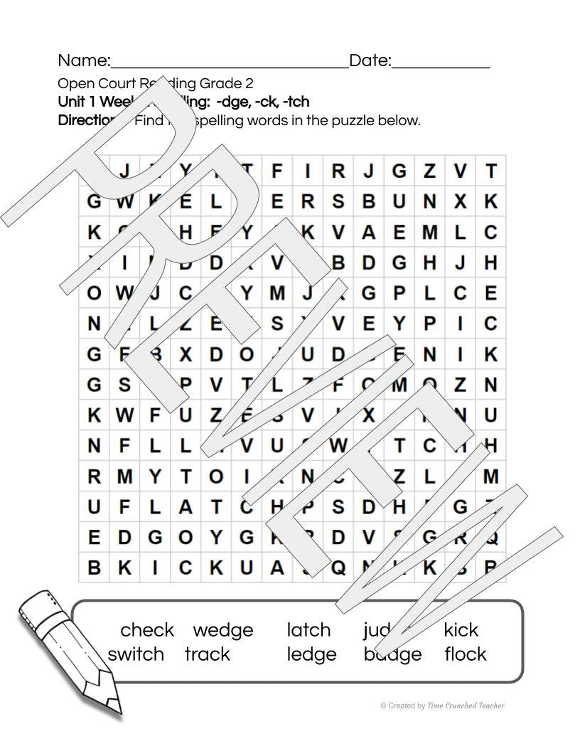 Open Court Reading | 2nd Grade Open Court Reading | Open Court Reading 2nd Grade Spelling | Open Court Reading Unit 1 Week 2 Spelling