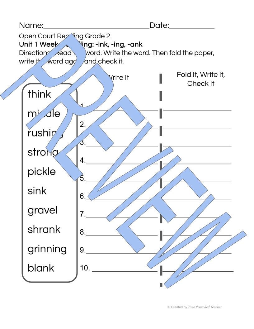 Open Court Reading | 2nd Grade Open Court Reading | Open Court Reading 2nd Grade Spelling | Open Court Reading Unit 1 Week 3 Spelling