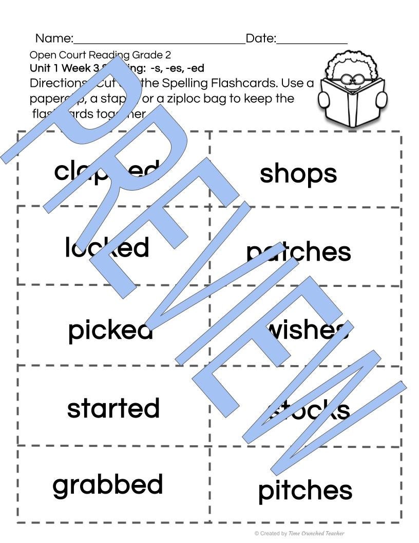 Open Court Reading | 2nd Grade Open Court Reading | Open Court Reading 2nd Grade Spelling | Open Court Reading Unit 1 Week 3 Spelling