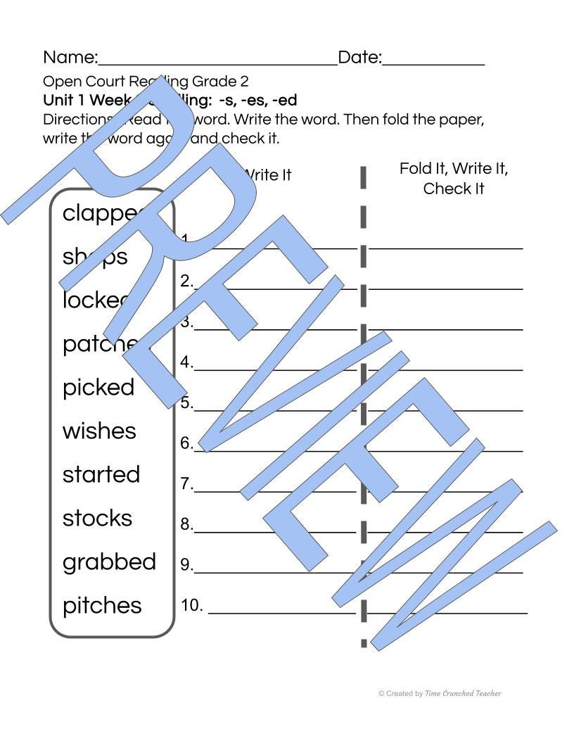 Open Court Reading | 2nd Grade Open Court Reading | Open Court Reading 2nd Grade Spelling | Open Court Reading Unit 1 Week 3 Spelling