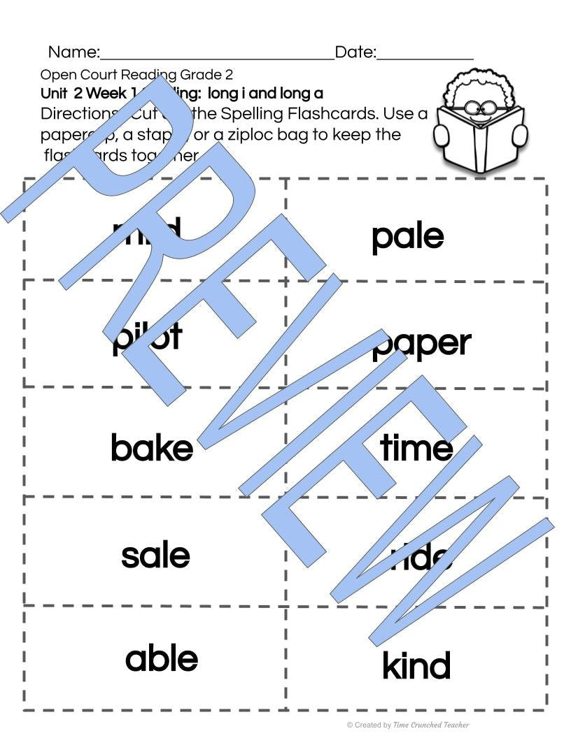 Open Court Reading | 2nd Grade Open Court Reading | Open Court Reading 2nd Grade Spelling | Open Court Reading Unit 2 Week 1 Spelling