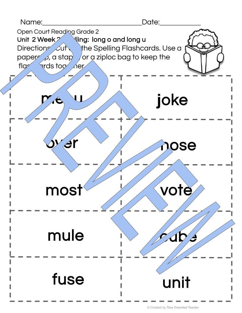 Open Court Reading | 2nd Grade Open Court Reading | Open Court Reading 2nd Grade Spelling | Open Court Reading Unit 2 Week 2 Spelling