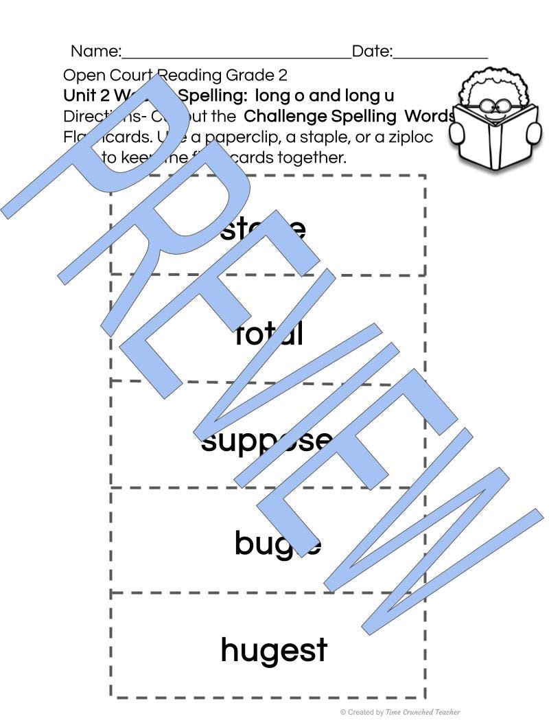 Open Court Reading | 2nd Grade Open Court Reading | Open Court Reading 2nd Grade Spelling | Open Court Reading Unit 2 Week 2 Spelling