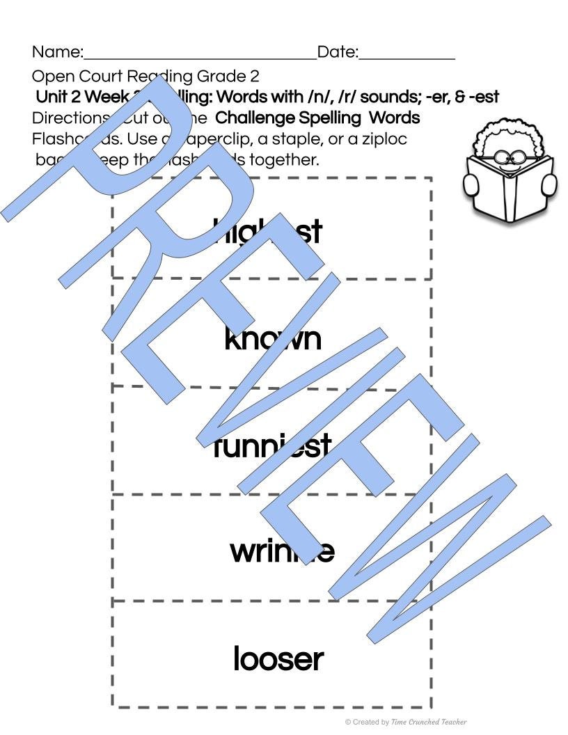 Open Court Reading | 2nd Grade Open Court Reading | Open Court Reading 2nd Grade Spelling | Open Court Reading Unit 2 Week 3 Spelling