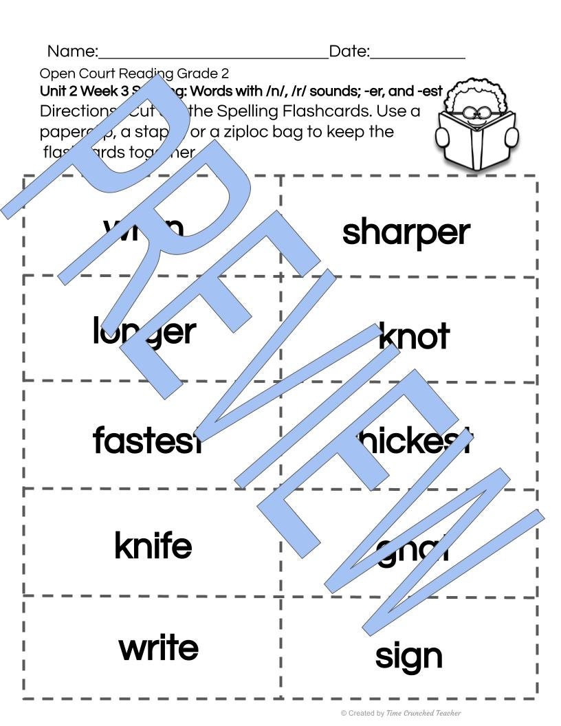 Open Court Reading | 2nd Grade Open Court Reading | Open Court Reading 2nd Grade Spelling | Open Court Reading Unit 2 Week 3 Spelling