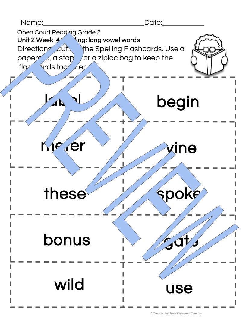 Open Court Reading | 2nd Grade Open Court Reading | Open Court Reading 2nd Grade Spelling | Open Court Reading Unit 2 Week 4 Spelling