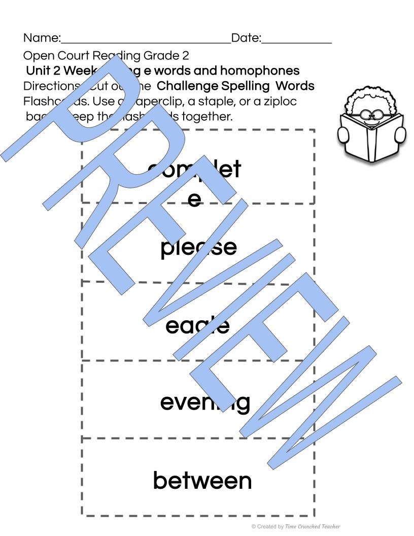 Open Court Reading | 2nd Grade Open Court Reading | Open Court Reading 2nd Grade Spelling | Open Court Reading Unit 2 Week 5 Spelling