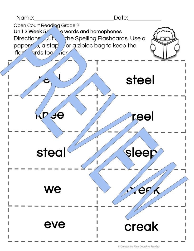 Open Court Reading | 2nd Grade Open Court Reading | Open Court Reading 2nd Grade Spelling | Open Court Reading Unit 2 Week 5 Spelling