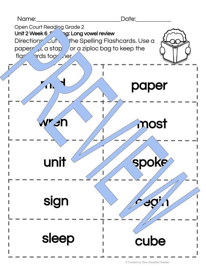 Open Court Reading | 2nd Grade Open Court Reading | Open Court Reading 2nd Grade Spelling | Open Court Reading Unit 2 Week 6 Spelling