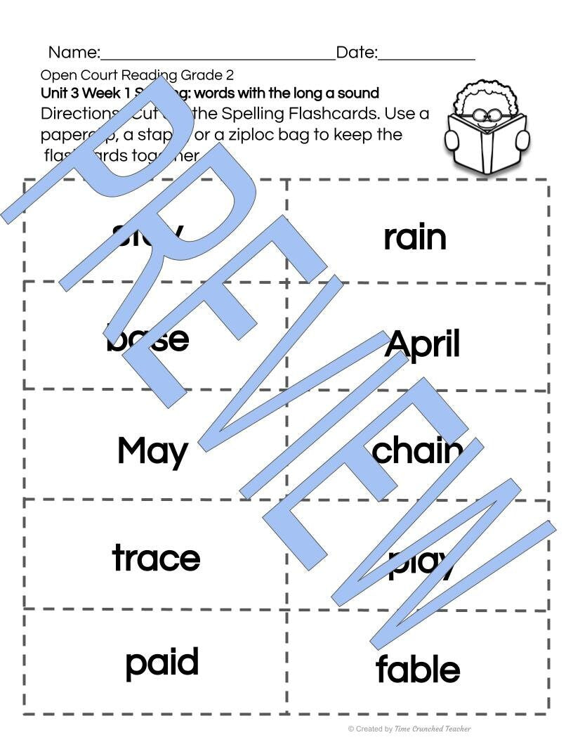 Open Court Reading | 2nd Grade Open Court Reading | Open Court Reading 2nd Grade Spelling | Open Court Reading Unit 3 Week 1 Spelling