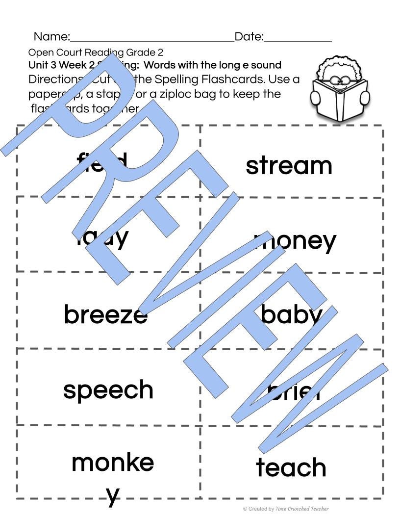 Open Court Reading | 2nd Grade Open Court Reading | Open Court Reading 2nd Grade Spelling | Open Court Reading Unit 3 Week 2 Spelling