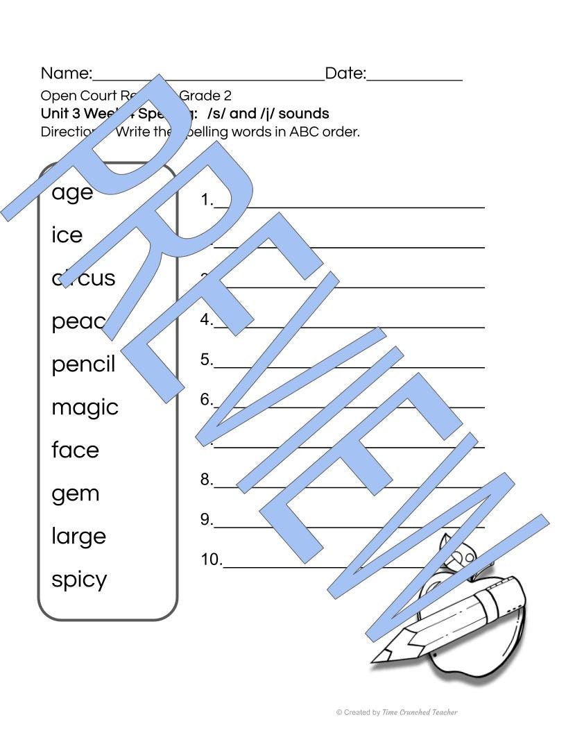 Open Court Reading | 2nd Grade Open Court Reading | Open Court Reading 2nd Grade Spelling | Open Court Reading Unit 3 Week 4 Spelling