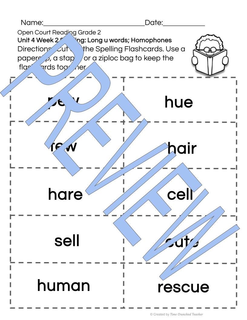 Open Court Reading | 2nd Grade Open Court Reading | Open Court Reading 2nd Grade Spelling | Open Court Reading Unit 4 Week 2 Spelling