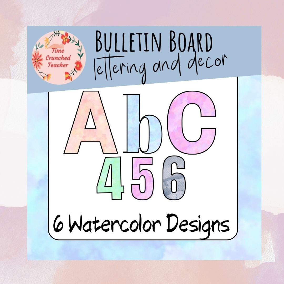 Printable Bulletin Board Lettering | Watercolor Bulletin Board Lettering and Numbers | Watercolor Classroom Decorations | Printable Decor