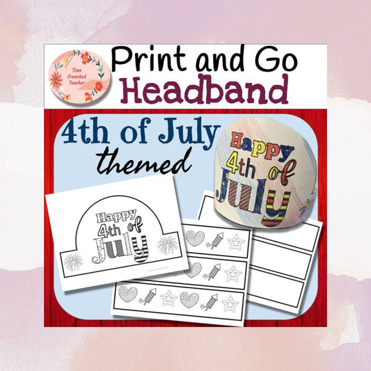 Printable 4th of July headbands | Printable Fourth of July Headband | 4th of July Craft | 4th of July Kids Craft | Patriotic Headband