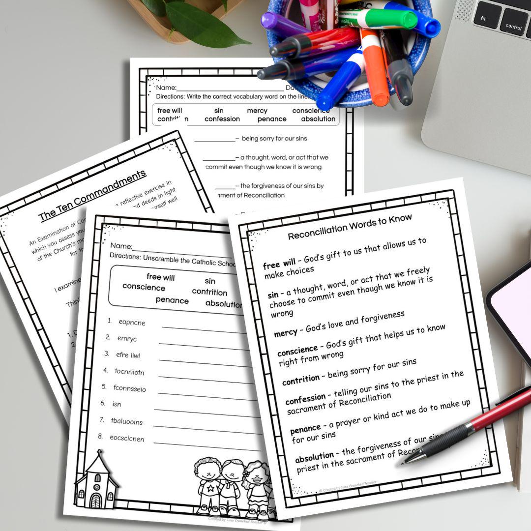 Printable Catholic First Reconciliation Unit: 10 Pages of First Confession Prep Activities | First Confession Prep | First Reconciliation