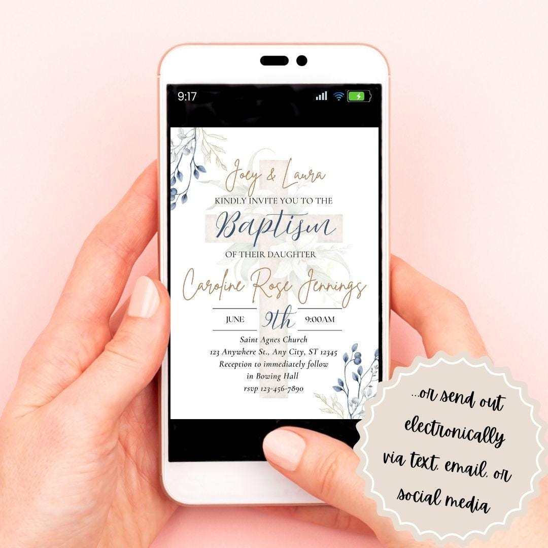 Printable Baptism Invitation | Baptism | Editable Baptism Invitation | Catholic Sacraments | Baby's Baptism | Baptism Decorations | Canva