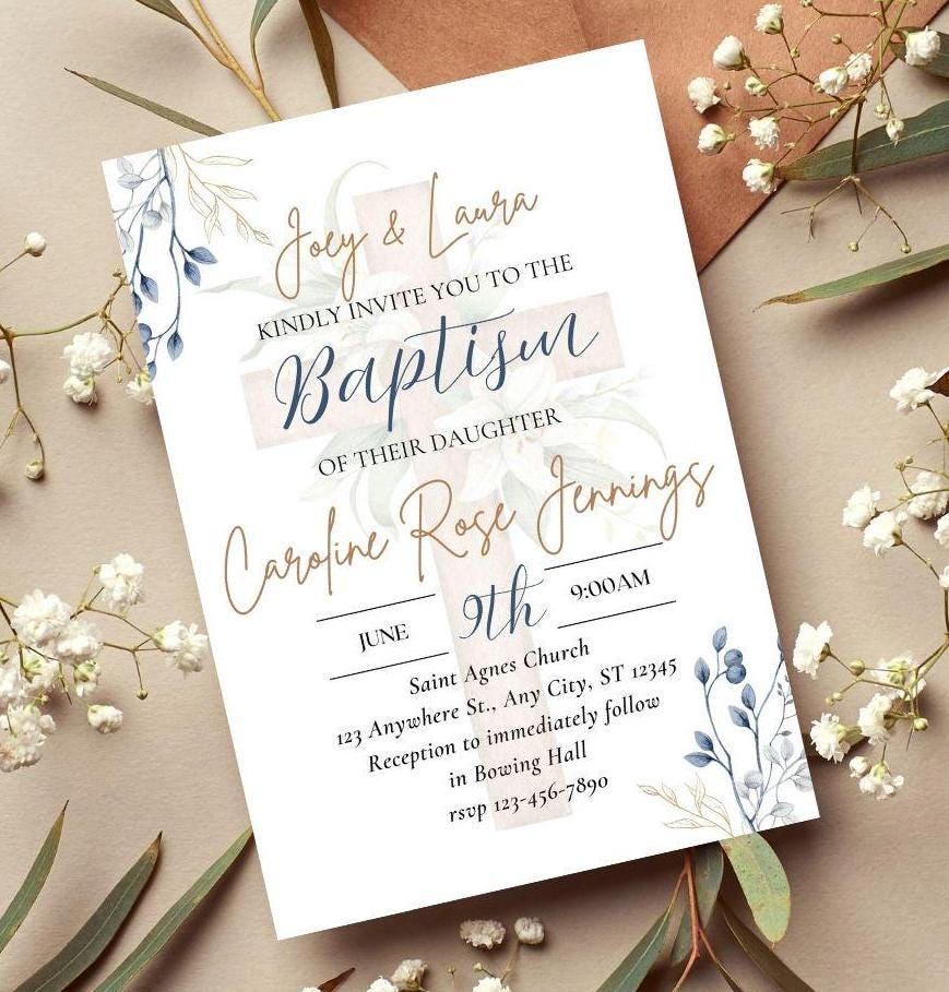 Printable Baptism Invitation | Baptism | Editable Baptism Invitation | Catholic Sacraments | Baby's Baptism | Baptism Decorations | Canva